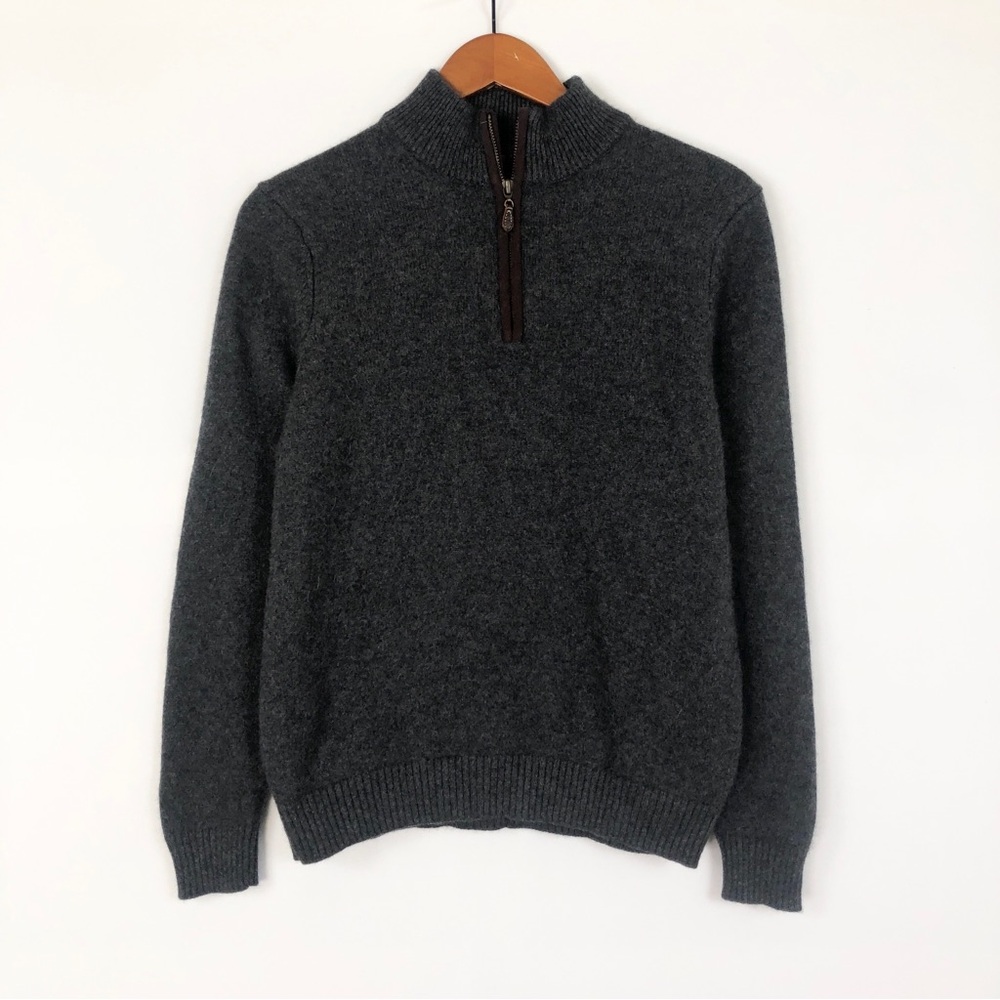 J Mclaughlin Cashmere 1/4 Zip Pullover Sweater Size M Gray Men